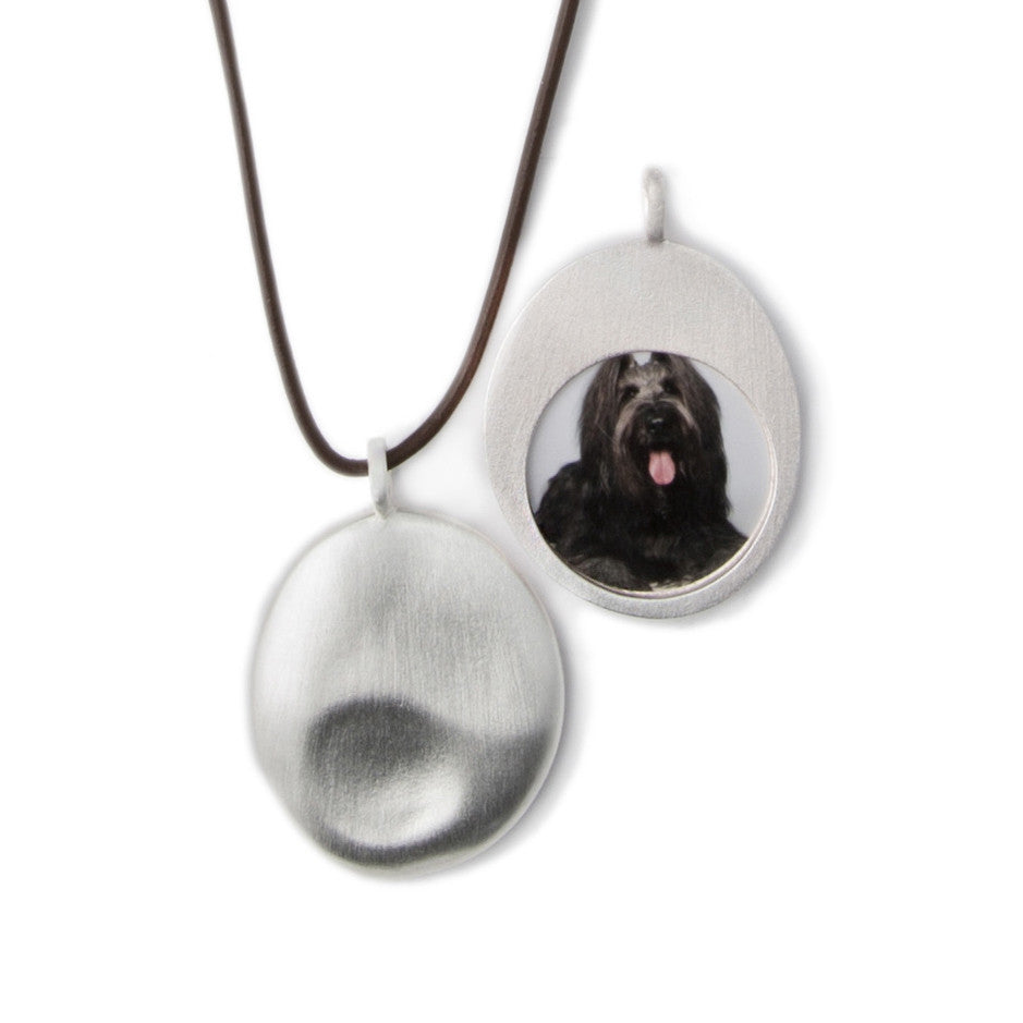 Silver Worry Stone Locket Necklace
